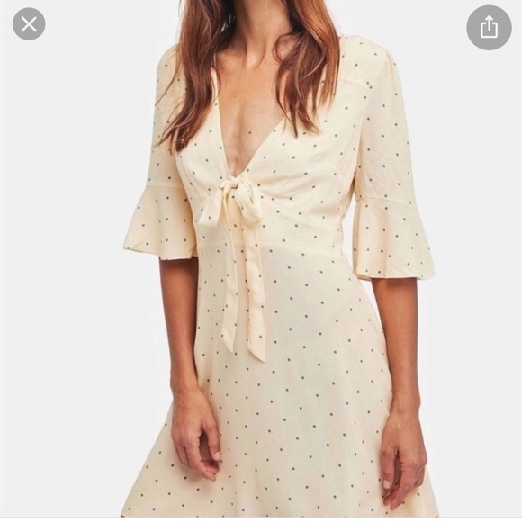 Free People Dresses & Skirts - Free People cream and turquoise dotted dress